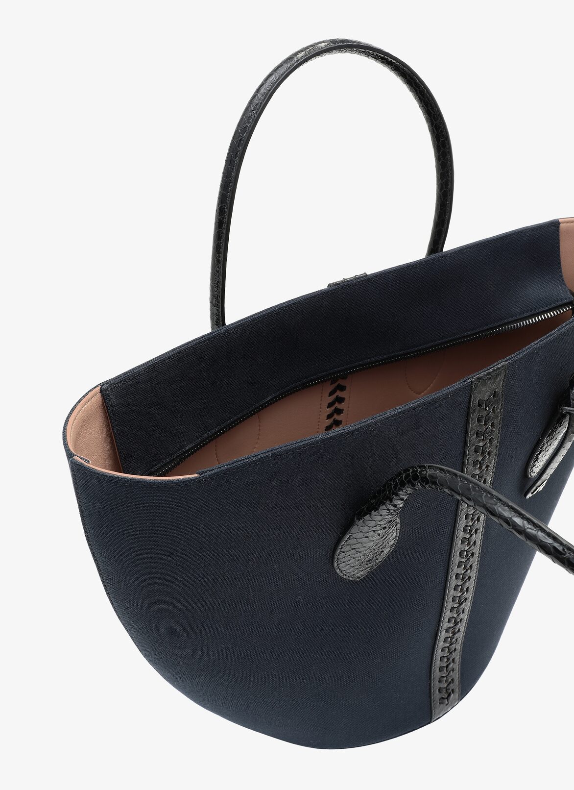 LATIFA SMALL CANVAS+ELAPHE TRESSE NIGHT/BLACK ALAÏA NIGHT/BLACK  LATIFA SMALL CANVAS+ELAPHE TRESSE NIGHT/BLACK